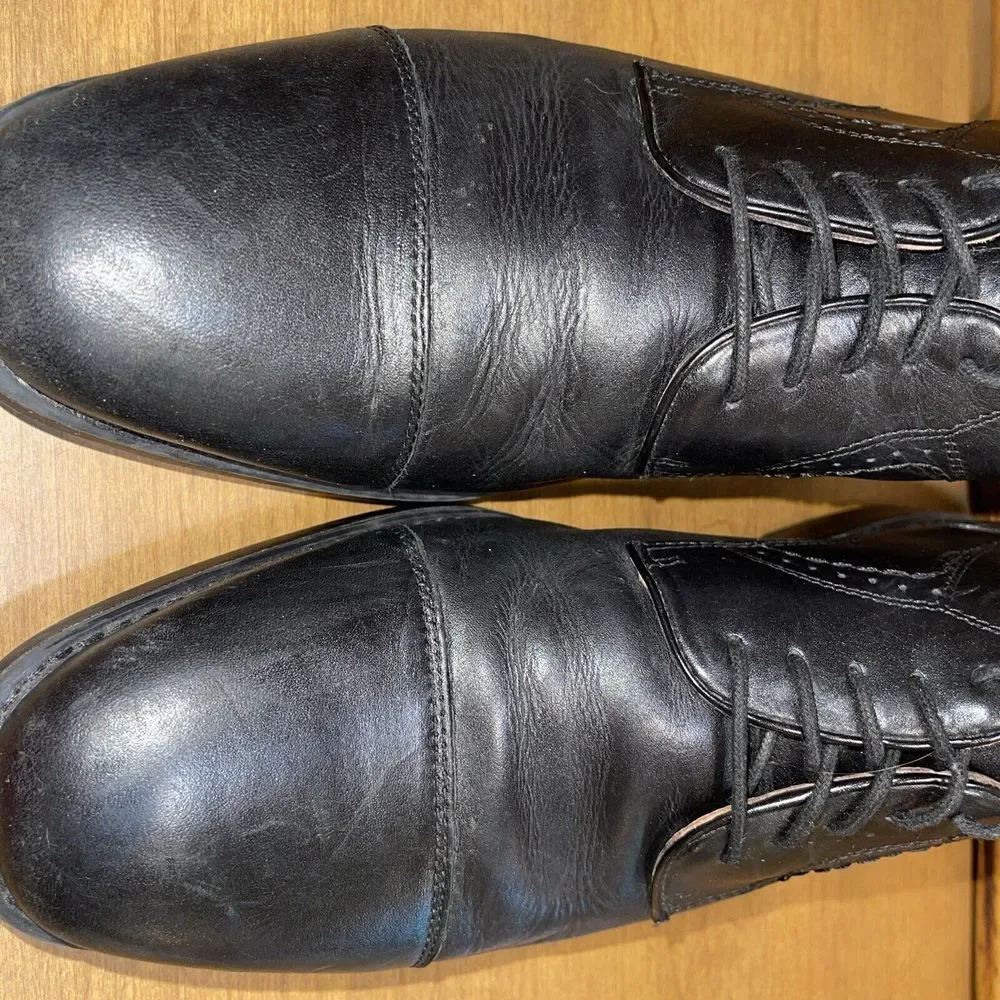 Johnston‎ & Murphy Shoes Men 11 Black Sheepskin Dress Casual Shoes Cap Toe
